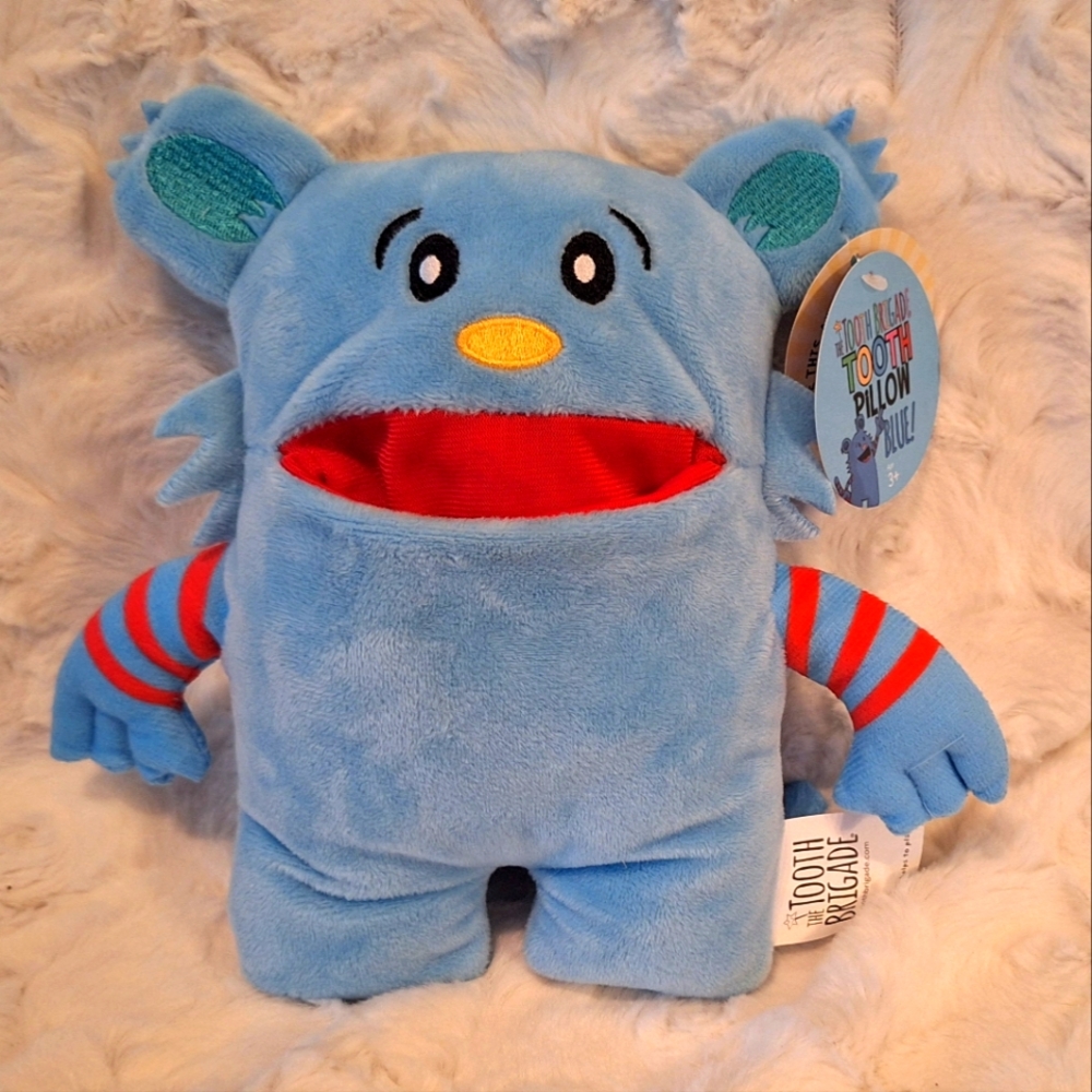 NWT Blue Monster, 8" Tooth Fairy Pillow with Pocket - Book Not Included  (P) - Picture 2 of 10